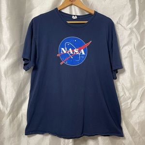 NASA VTG 90’s Space Navy Blue Red Retro Short Sleeve Unisex T-Shirt Top
